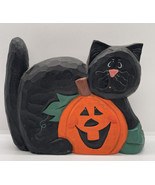 Rare Midwest Black Cat Fall Pumpkin Halloween figure figurine decor - $14.01