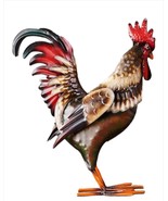 Standing Rooster Statue 13.5&quot; High Iron Farm House Country Detail Chicken  - $59.39