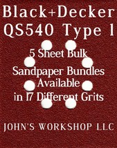 Black+Decker QS540 Type 1 - 1/4 Sheet - 17 Grits - No-Slip - 5 Sandpaper Bundles - $4.99