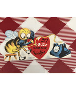 Valentine Vintage Anthropomorphic Bee Shoes Phone 1940s 1950s Unused Heart - $15.88