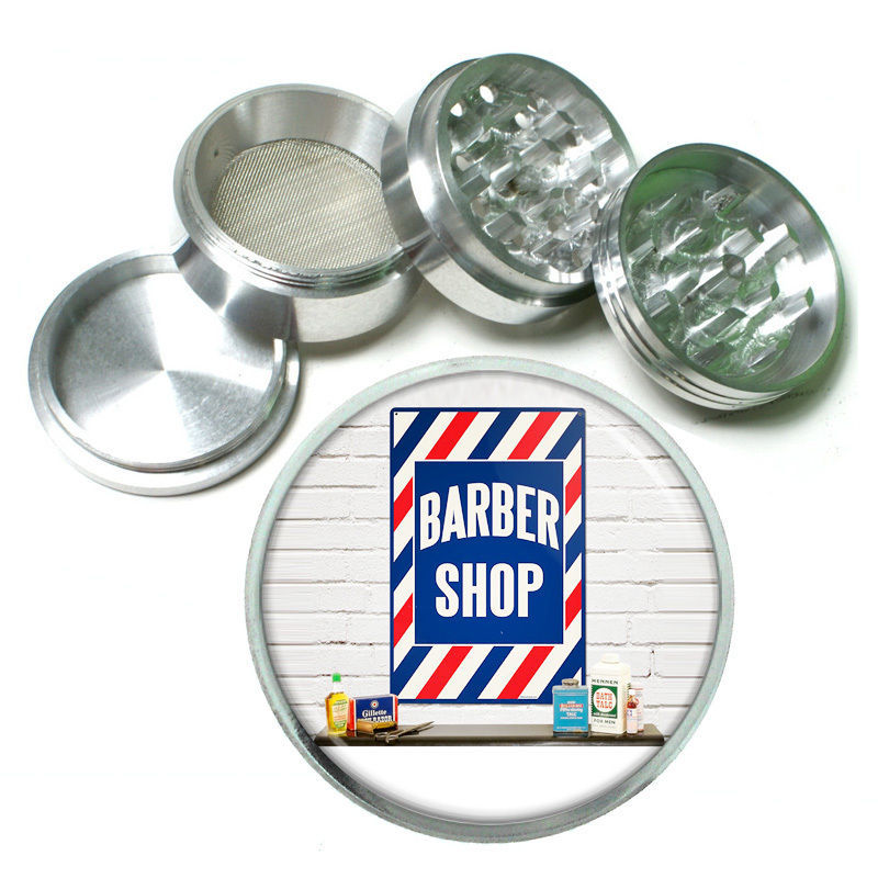 Vintage Barber Shop Signs D1 Aluminum Herb Grinder 2.5" 63mm 4 Piece