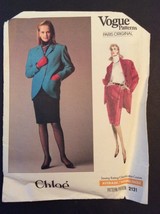 Vogue Sewing Pattern Chloe 2131 Coat Jacket Skirt 12 1980s Style Uncut - $12.92