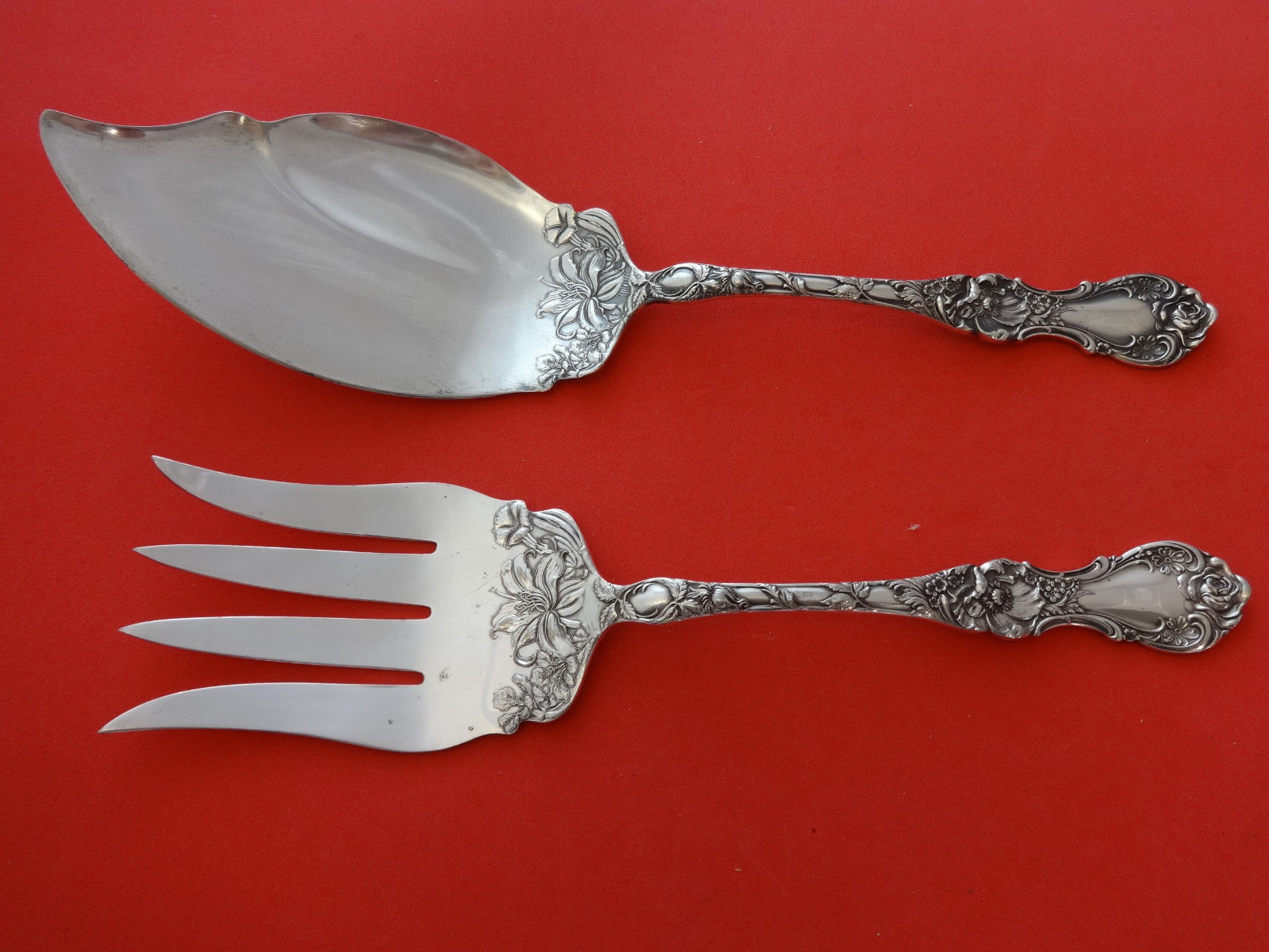 Primary image for Floral by Wallace Plate Silverplate Fish Serving Set 2pc