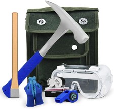 17PCS Geology Rock Pick Hammer Kit, 32oz Hammer & 3 PCS Digging