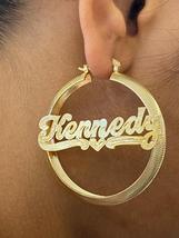 14k gold overlay personalized Hoop Earrings 2 "  /#c5 - $44.99