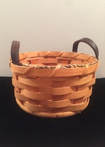 Eli Hershberger Amish woven basket with leather handles