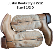 Justin Boots 2712 Hank Western Cowboy Boots Size 8 1/2 D Mens Golden Tan image 1