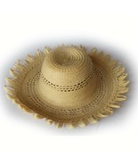Women Genuine Palm Straw Summer Hat size 56cm M wide brim Guatemala  - $14.50
