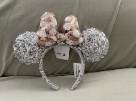 Disney Parks Silver and Pink Sequin Bow and Ears Minnie Mouse Headband NEW image 1