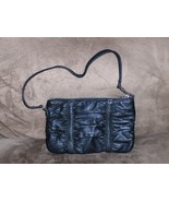 Wilson Shoulder Bag Black Small  Leather Handbag Ruched Purse - $19.97