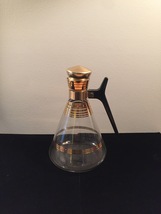 Vintage MCM Inland Clear Glass & Gold Coffee Carafe