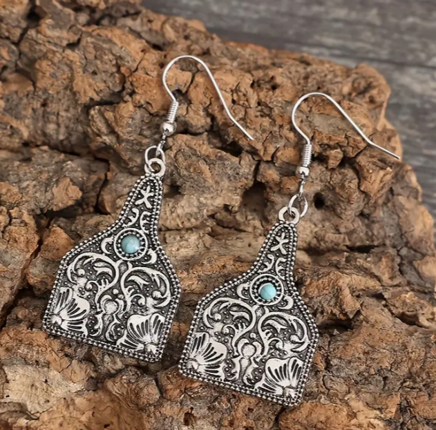 Earrings eartag silver turq