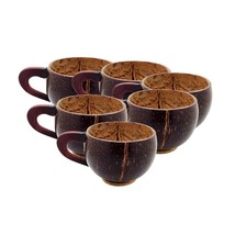 Exquisite Set of 6 Coconut Shell  Cups Indonesia handcraft - $32.00