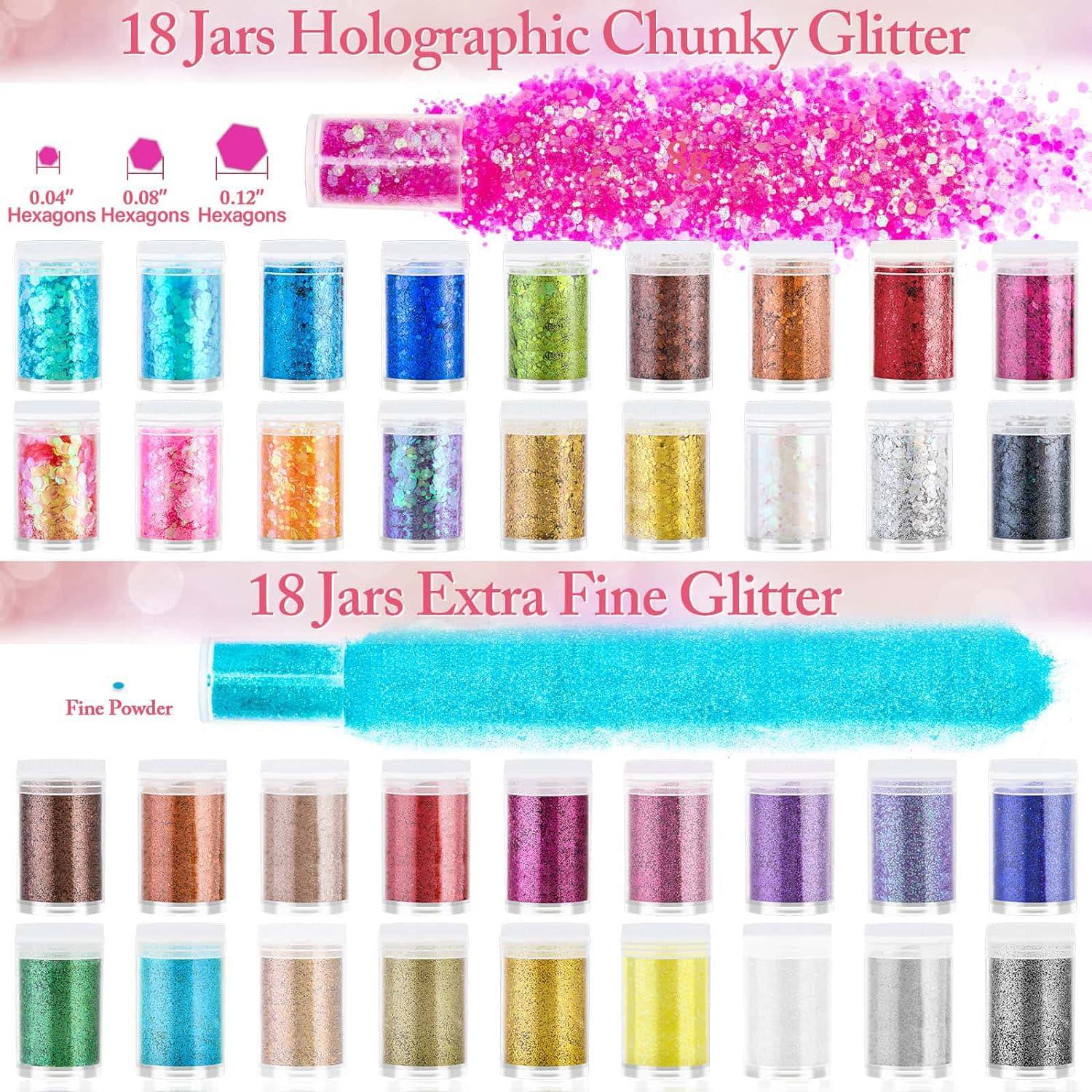 Holographic Fine Glitter, LEOBRO 15 Colors Extra Fine Resin