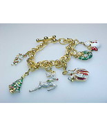CHRISTMAS CHARM BRACELET in Gold Vermeil 925 Sterling Silver - 7 1/4 inches - $85.00