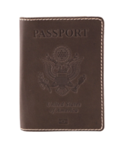 Passport Holder Genuine Leather Coffee Dark Brown image 1