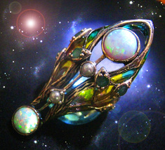 Haunted Stained Glasss Ring Alexandria's Brighten All Nights Secret Ooak Magick - $8,999.77