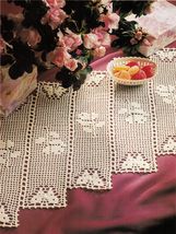 Butterflies Netful 4 Hearts Tray Folk Art Mat Curtain Bedspread Crochet Pattern - $9.99
