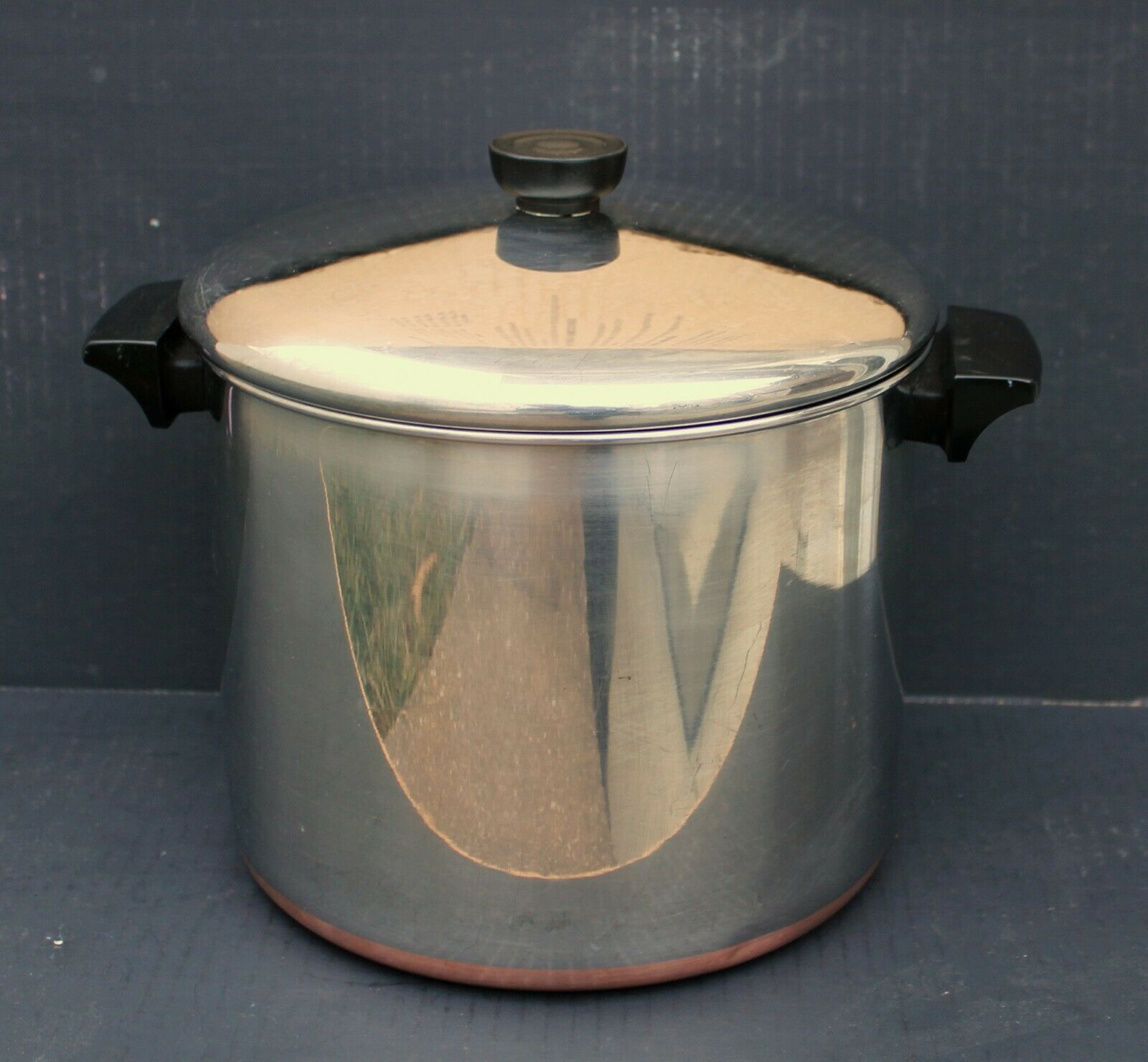 Vintage Revere Ware Copper Bottom 8 Qt Quart Stock Pot With Lid Saucepans And Stockpots 0180