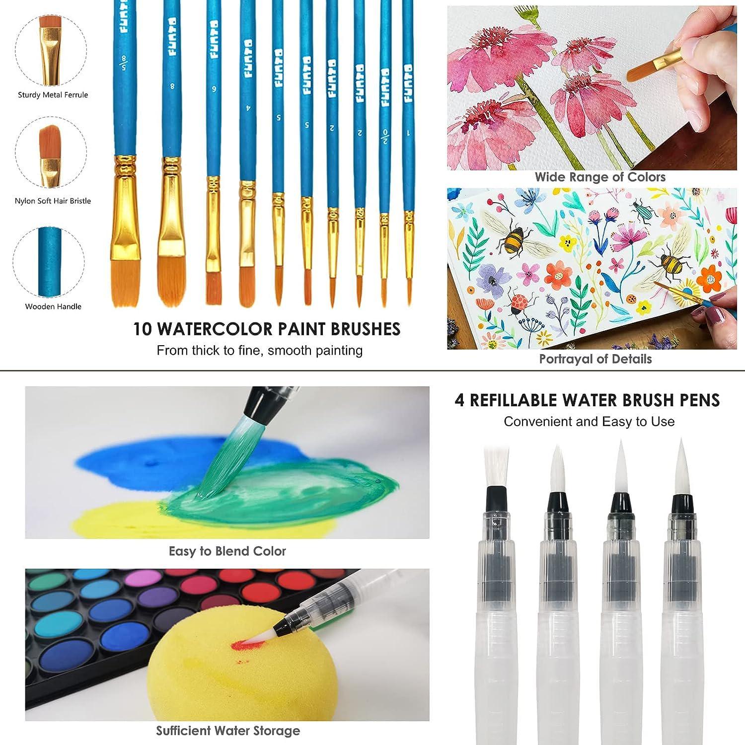 GETHPEN Watercolor Paint, 48 Colors Washable Watercolor Paint Set with a  Brush a Refillable Water Brush Pen and Palette, Non-toxic Water Color  Paints