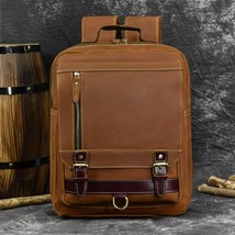 Retro Genuine Leather Big Bag Backpack Dual Use Bagpack Men - $147.22+