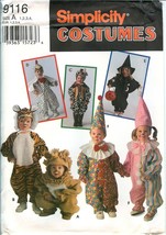 Simplicity 9116 0634 TODDLER 1-4 COSTUMES Clown Cow Witch Lion Pattern U... - $18.79
