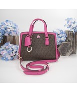 Michael Kors Brown Monogram Cerise Leather Chantal Mini Satchel Bag NWT - $202.46