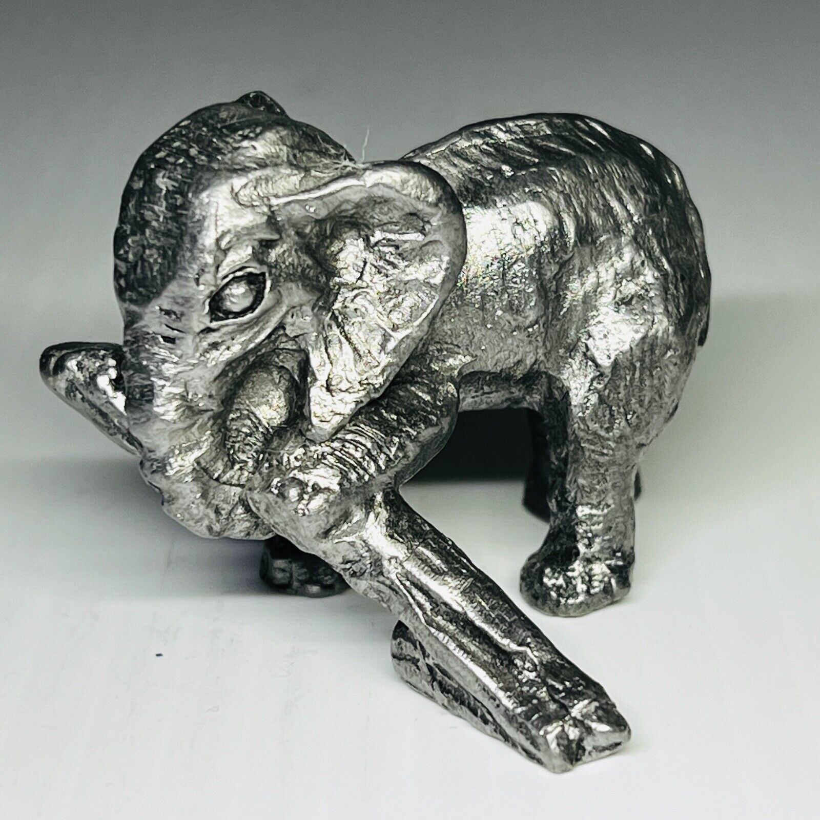 Primary image for Elephant Carrying Log Pewter Ricker Bartlett Figurine Sculpture RB On Foot