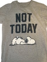 Gray Men Peanuts Snoopy "Not Today" Short Sleeve T-Shirt Sz M Official Merch image 1