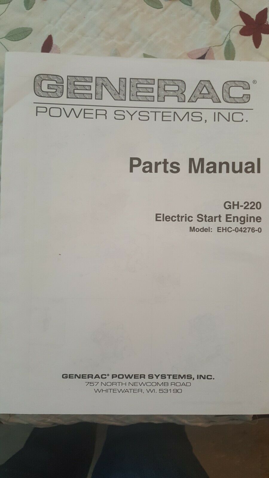 Primary image for General Parts Manual GH-220 Electric Start Engine Model: EHC-04276-0