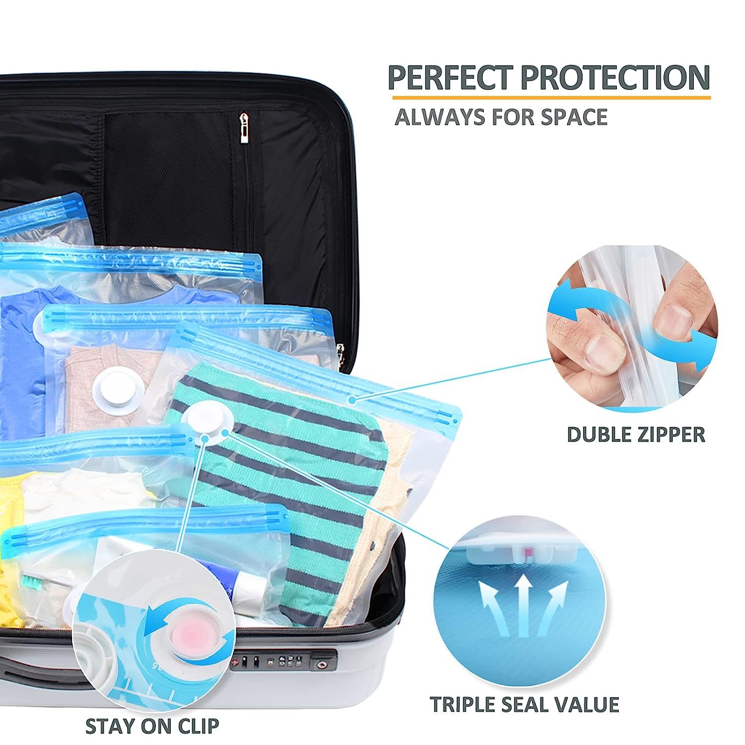 Vacuum Storage Bags for Travel / Space Saving with Electric or