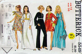 Vintage 1980&#39;s Misses&#39; EVENING DRESS, PANTS &amp; SCARF Pattern 5549-b Size ... - $14.00