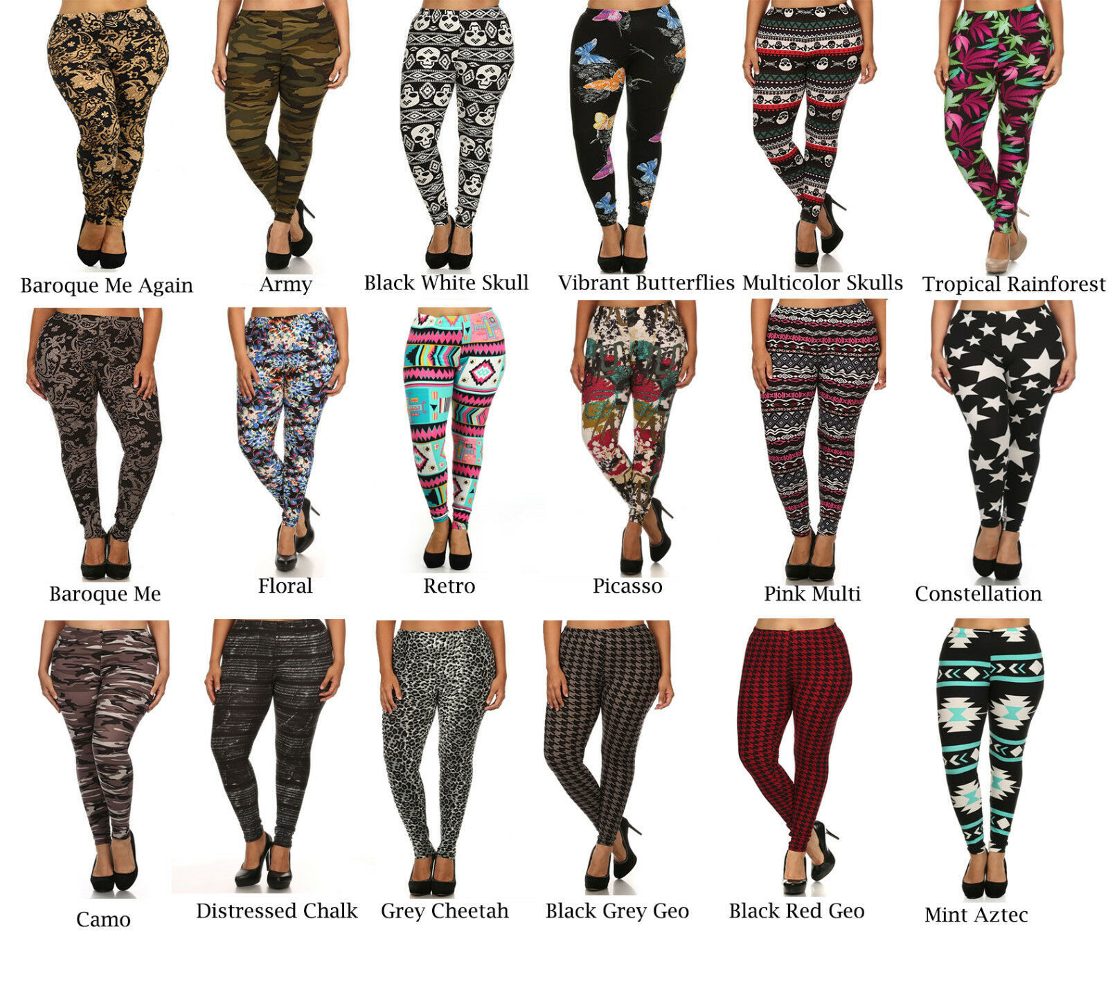 womens plus size graphic print pattern buttery soft leggings