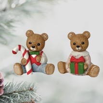 Homco Christmas Bears Figurines 5211 Boy Girl Gift and Candy Cane VTG Sr... - $14.52