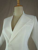 Women's White Suit Jacket White Asymmetrical Collar Boho Wedding Plus Size image 5