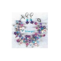 Flower garden loaded charm bracelet and earring set thumb200