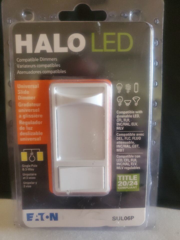 HALO LED Universal Slide Dimmer White Single Pole and ThreeWay SUL06P