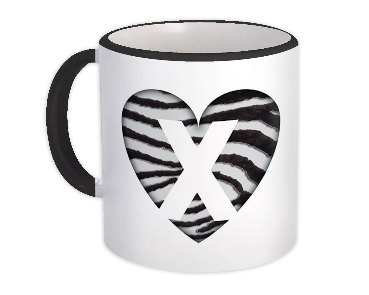 Primary image for Monogram Letter W : Gift Mug Zebra Letter Initial ABC Animal Heart