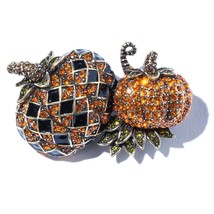 Heidi Daus Fall Winter Orange Pumpkin Crystals Pin Brooch - $83.56