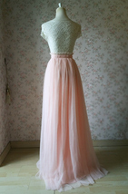 Women Blush Tulle Skirt Full Long Tulle Skirt Blush Pink High Waisted Plus Size image 5