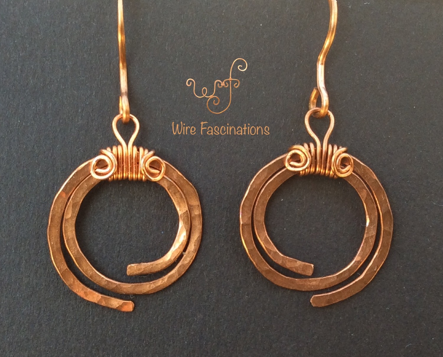 Handmade Copper Earrings Hammered Spirals Earrings