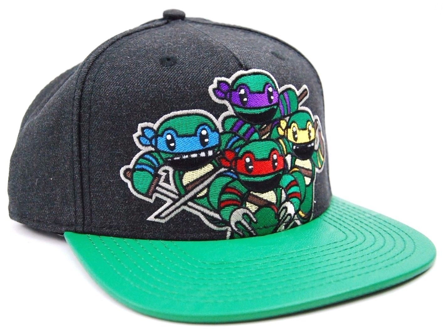 Nickelodeon Mens' Teenage Mutant Ninja Turtles Embroidered Snapback Hat  (Mikey) Green