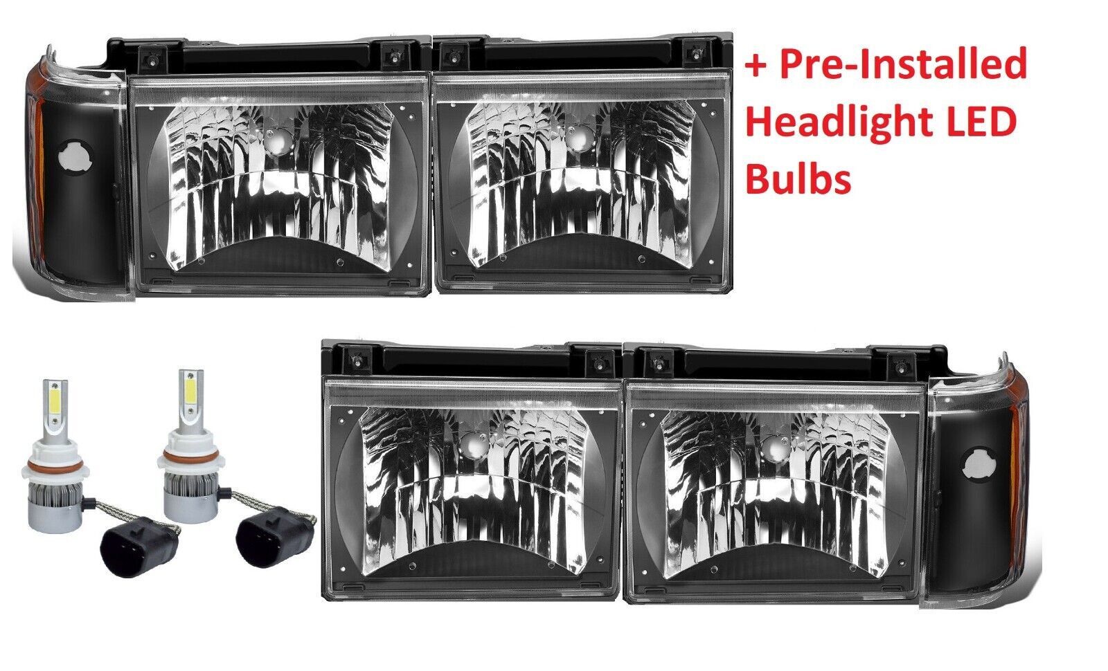 FORETRAVEL U320 1999 2000 2001 BLACK LED HEADLIGHTS HEAD LIGHTS LAMPS RV