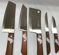 5pcs Thai KIWI Brand Knives Wood Handle Kitchen Blade Stainless - ( #830  Set )