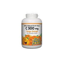 Natural Factors Vitamin C 500mg,100% Natural Fruit,Tangy Orange,90Chew Wafers - $14.95