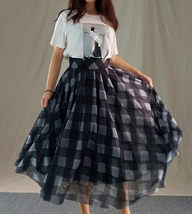 Womens Red Plaid Skirt Long Tulle Plaid Skirt - Red Check,High Waist, Plus Size image 10