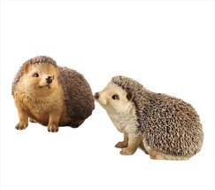 Hedgehog Figurines Set of 2 with Textural Detailing 8.7" Long Wildlife Backyard