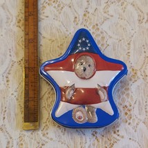 Patriotic Boyds Bears Peppermint Tin EMPTY Glory Bear RED White and Blue Star - $12.19