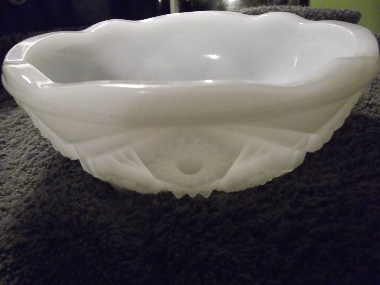 McKee Toltec Pattern Footed Milk Glass Bowl - $27.00