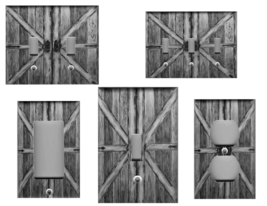 GREY BARN DOORS Image Home Decor Light Switch Plates and Outlets Home Decor - $7.20+
